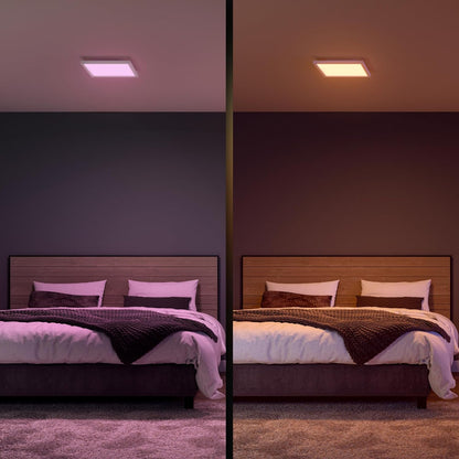 Philips Hue White & Color Ambiance Surimu Panel Ceiling Light 30 x 30 cm (1,760 lm), Dimmable Ceiling Light for Hue Lighting System with 16 Million Colours, Smart Light Control via Voice or App, White