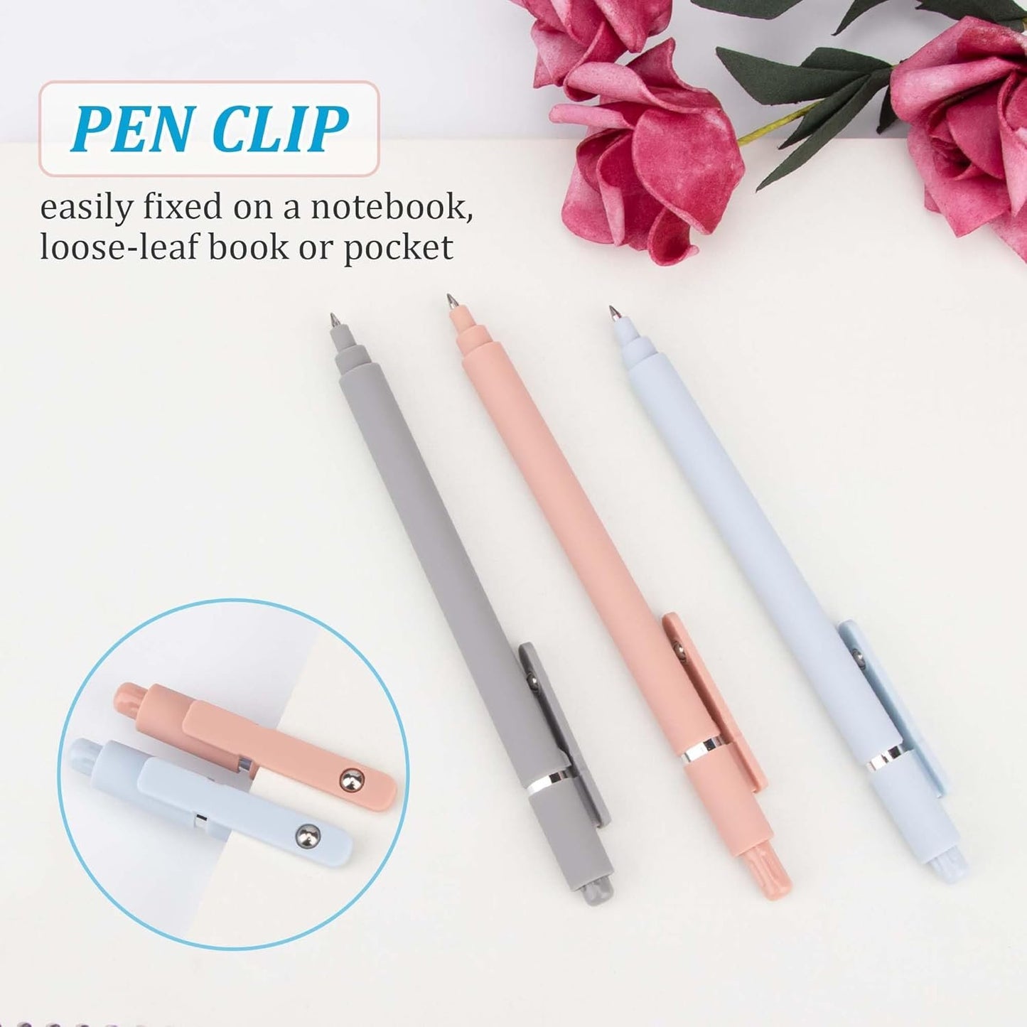 YUNAI Retractable Gel Pens, 10PCS 0.5mm Black Ink Ballpoint Pens with Silicone Clip, Premium Smooth Writing Quick Dry Ink Fine Point Rollerball Pens for School Office Home Stationery Supplies