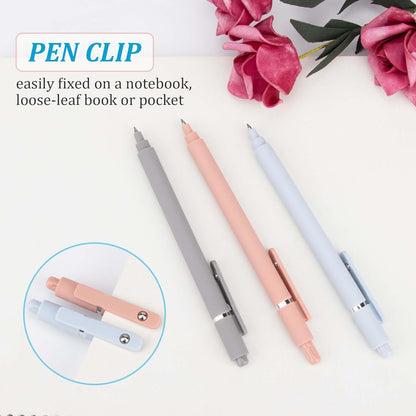 YUNAI Retractable Gel Pens, 10PCS 0.5mm Black Ink Ballpoint Pens with Silicone Clip, Premium Smooth Writing Quick Dry Ink Fine Point Rollerball Pens for School Office Home Stationery Supplies