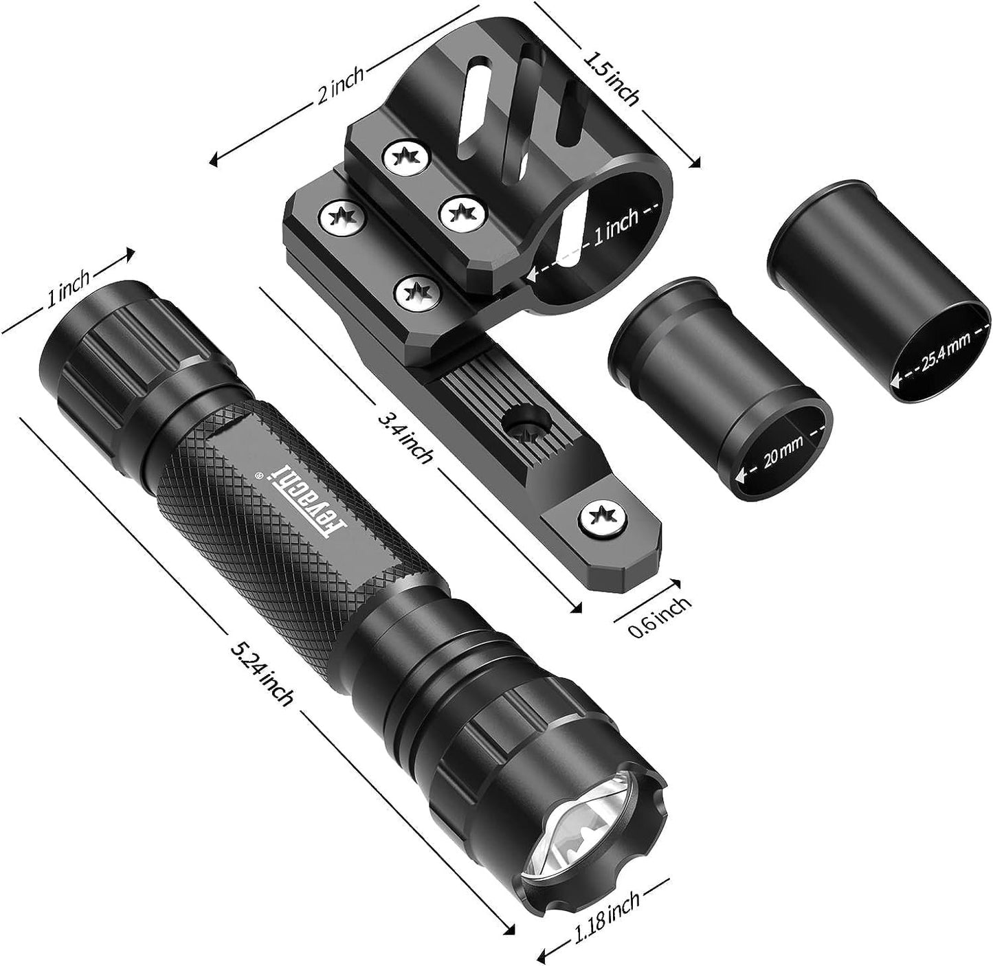 Feyachi FL14-MB Tactical Flashlight 1200 Lumen Matte Black LED Weapon Light with mLok Flashlight Mount and Pressure Switch Included
