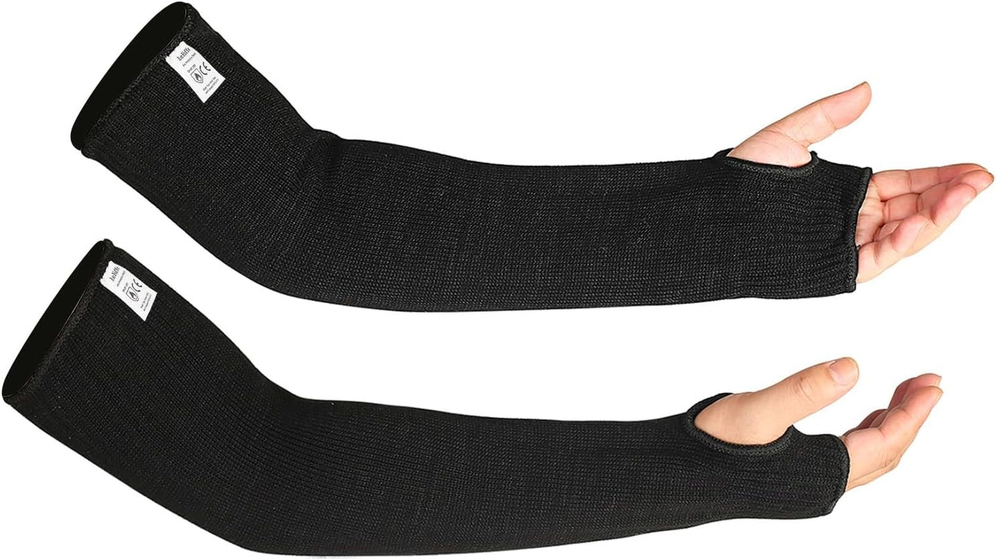 ReHaffe Kevlar Arm Sleeves Heat Resistant,19 inch Long Arms Safety Sleeve with Thumb Hole,Men Women Protective Arm Guards for biting Mechanic Work and Vehicles Fixing