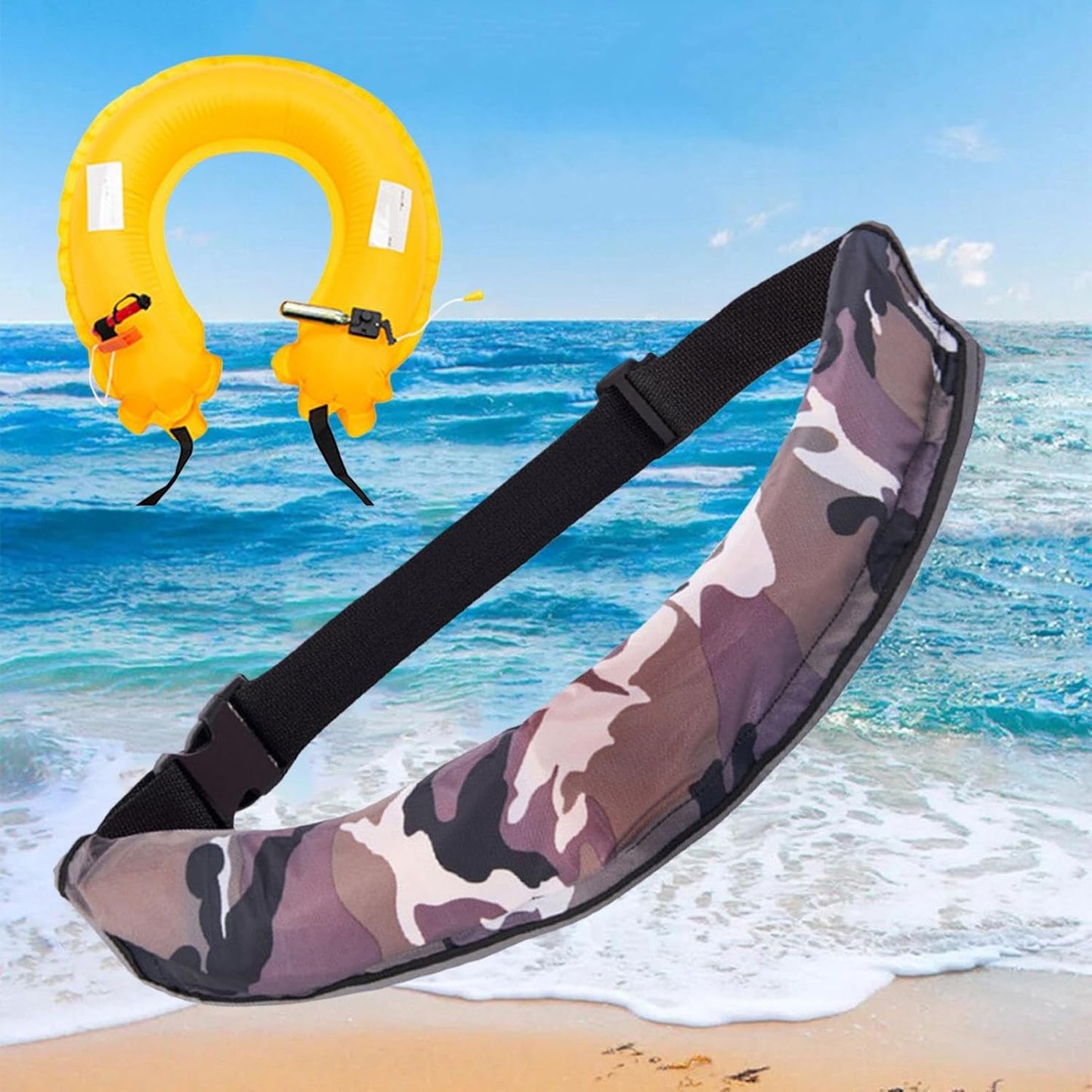 Flotation Belt, Life Vest Belt Pack, Adjustable Reflective Tool, Safety Gear with Whistle for Adults Men Women Outdoor Fishing Kayaking Paddleboarding Water Sports