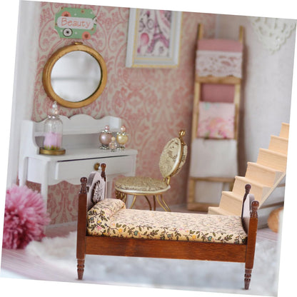 CIYODO Mini mobili letto casa delle bambole letto matrimoniale mini letto matrimoniale letto matrimoniale in miniatura mini letto per bambole Di legno