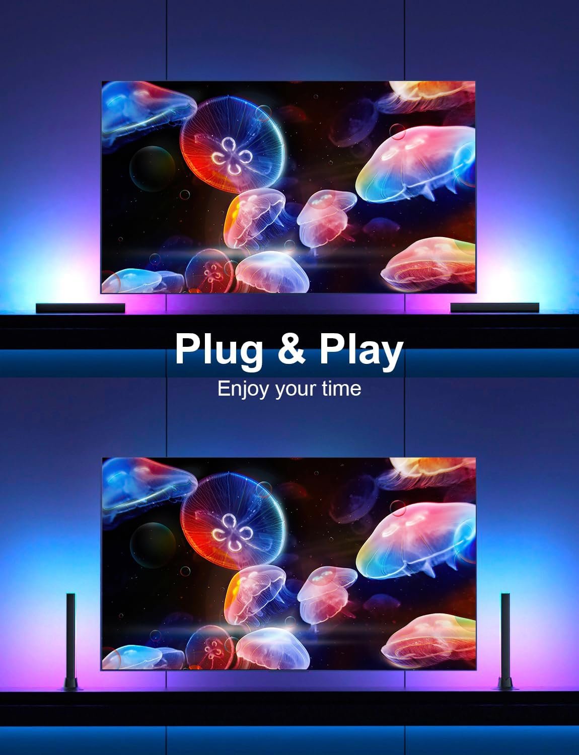 RGB Light Bar, LED Light Bar, APP Control USB Powered, Color Changing TV Backlight Music Sync Ambient Lighting for Room PC Monitor Gaming Party Desk