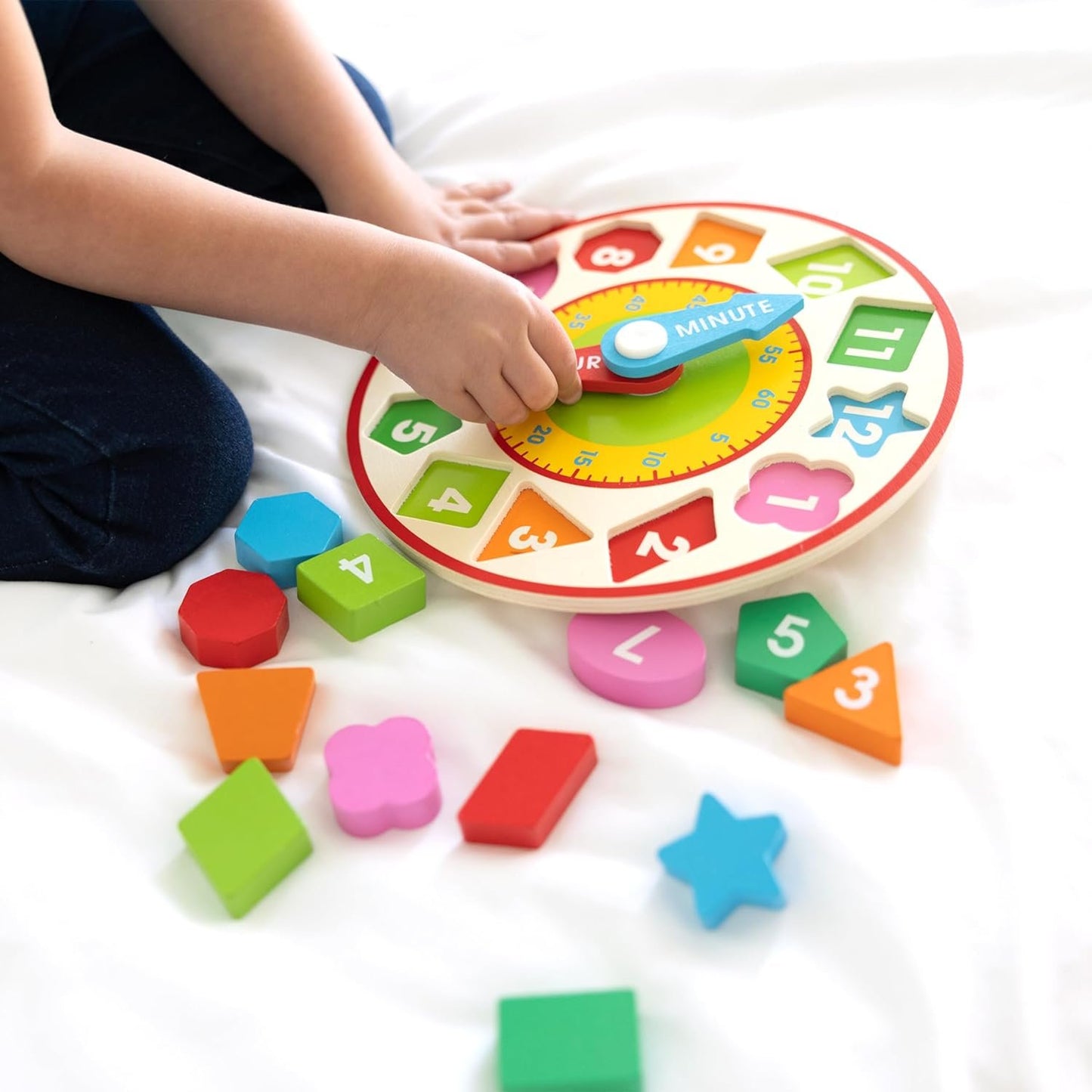 Melissa & Doug Shape Sorting Clock - Wooden Educational Toy | Learn To Tell Time Clock Toy For Kids 3+