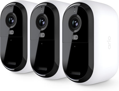 Arlo Essential Security Camera 1080p HD | Outdoor - Indoor | 2nd Gen | Wireless with Spotlight, 2-Way Audio, Color Night Vision, Live Stream, Real Time Notifications, Wide Angle - White, 3 Cameras