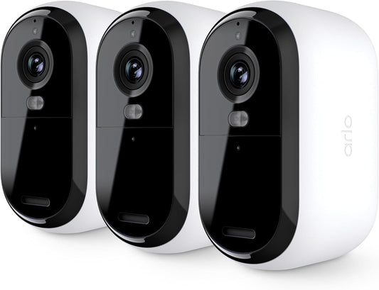 Arlo Essential Security Camera 1080p HD | Outdoor - Indoor | 2nd Gen | Wireless with Spotlight, 2-Way Audio, Color Night Vision, Live Stream, Real Time Notifications, Wide Angle - White, 3 Cameras