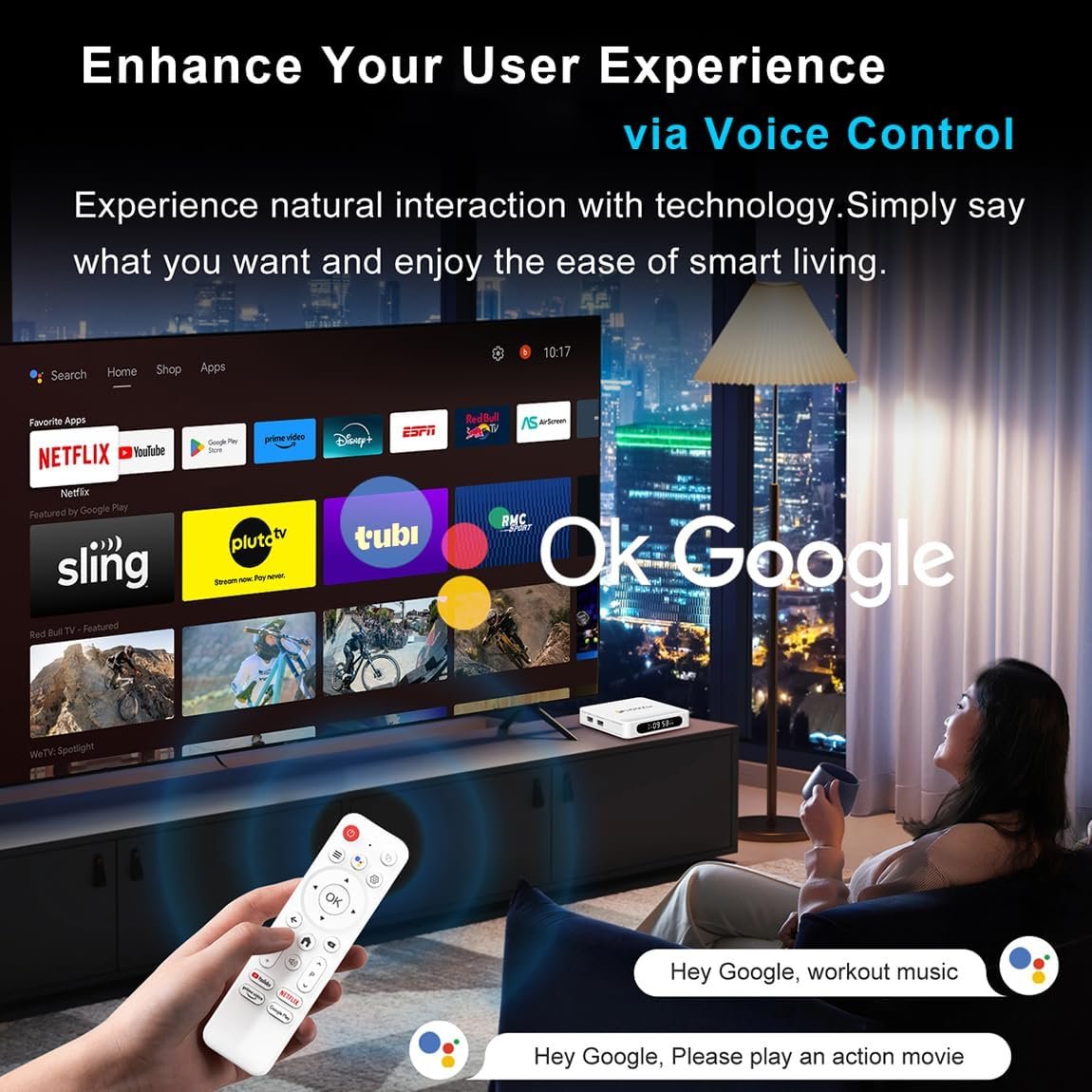 Android 14.0 TV Box, LEFFOT H618 Plus 4K UHD Streaming Device for TV, 4GB RAM + 32GB ROM, Smart TV Box with HDR10, Voice Control, 2.4G & 5G WiFi 6, 100M Ethernet, BT 5.4, Allwinner H618 Quad Core A53