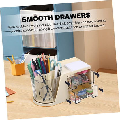 HOODANCOS Modern Desk Organizer with Divided Compartments Space Saving Pen Holder and Makeup Brush Storage Box for Efficient Office Organization Sleek Design for Stylish Workspaces