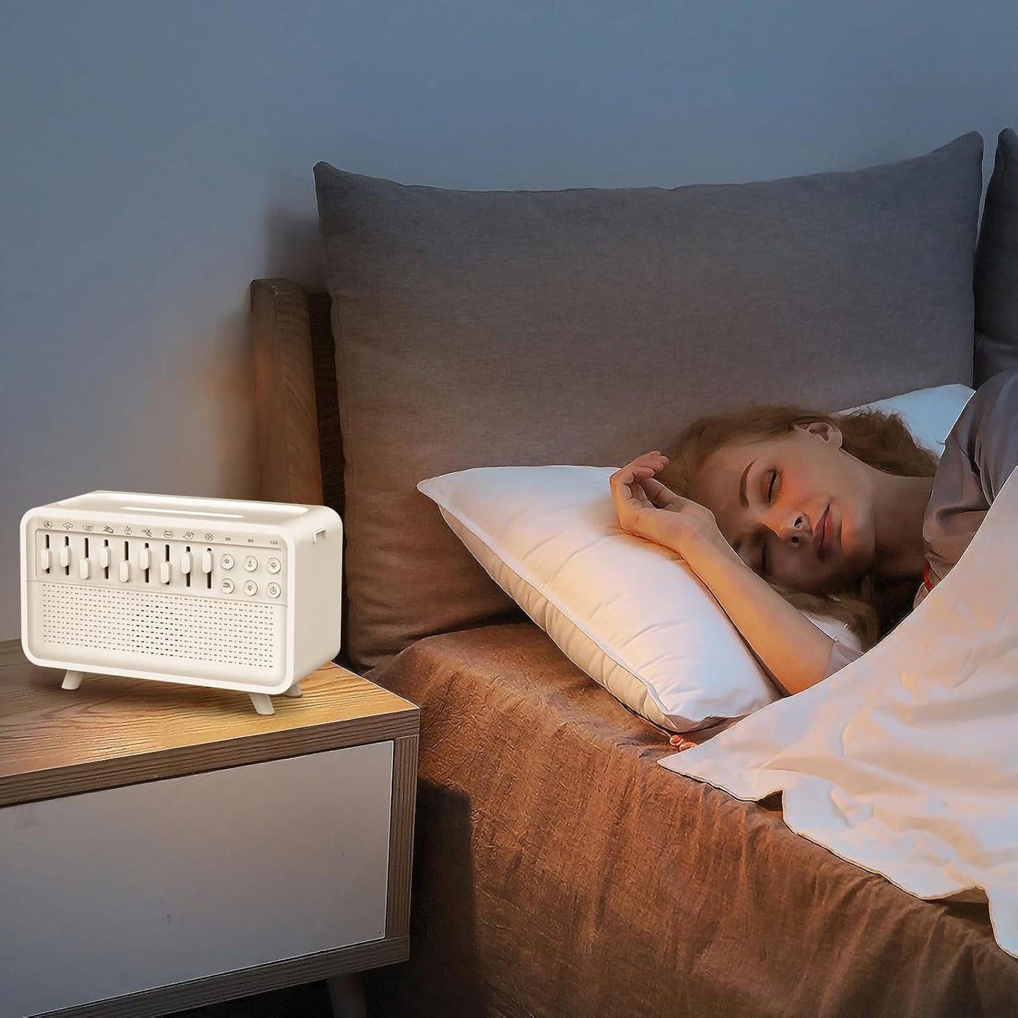 GETBSTOOP White Noise Night Light Humidifier, Bulora Sound Box Aroma Diffuser Humidifier with 8 Nature Ambient Sounds, 150ml Water Tank Capacity, Belora Sleep Machine - Easy to Sleep