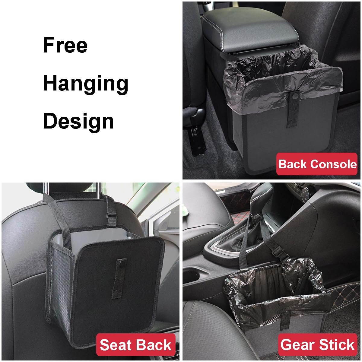 Foldable Car Trash Can HADEEONG Hanging Automotive Garbage Can Car Storage Can Car Trash Bag Waterproof Leakproof Trash Can Storage Bag Organizer for Car Interior Accessories