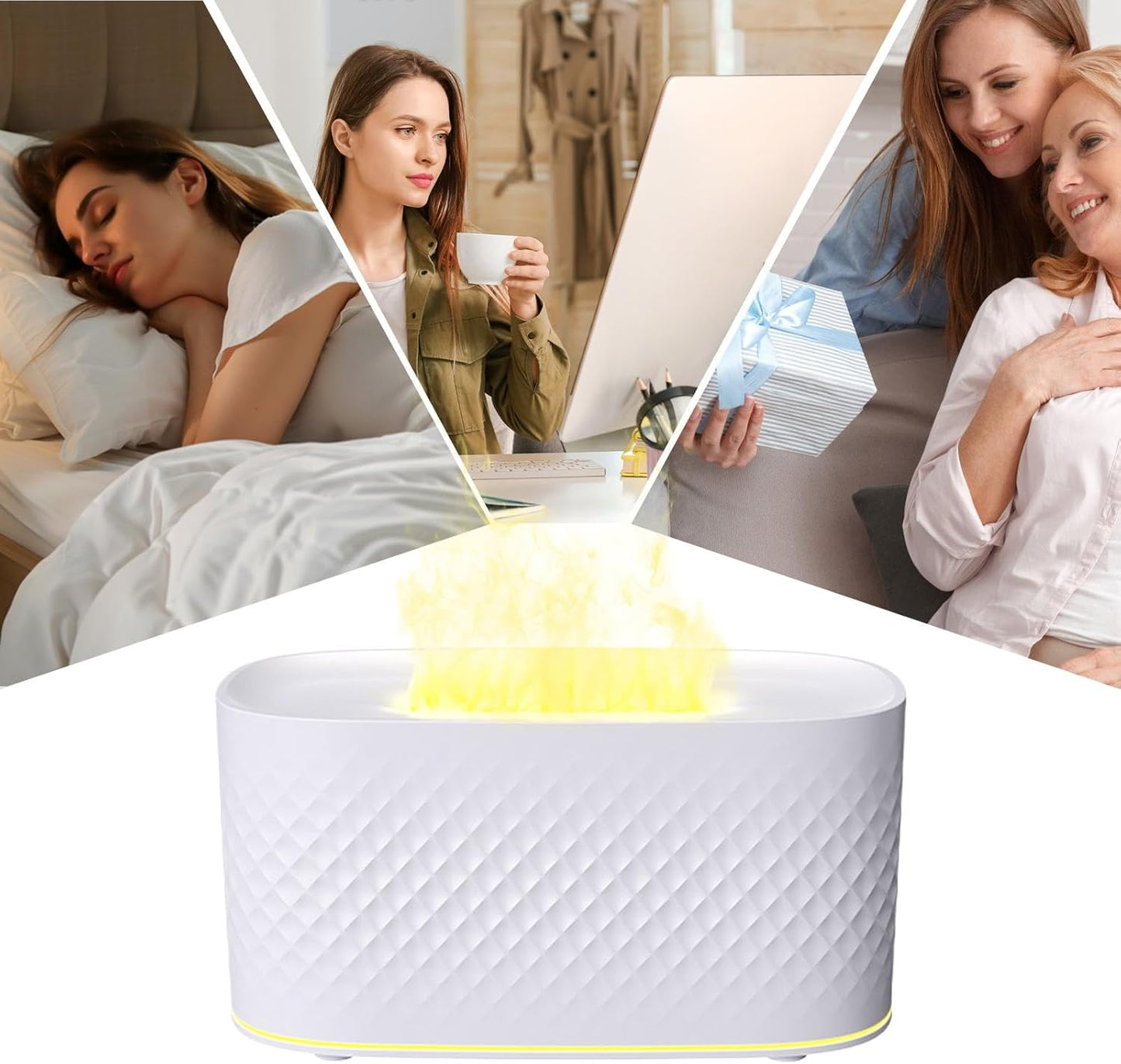 Flame Air Diffuser | Flame Humidifier with Auto Shut-off and USB Charging, 2 Spray Modes Aroma Fire Pit Diffuser Humidifier Flexible Humidity Control Diffuser for