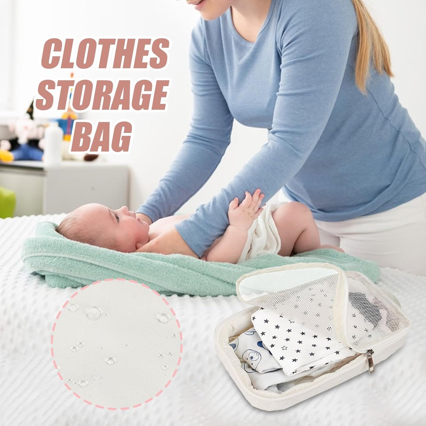 Diaper Bag Organization, Nursery Toiletry Storage Travel Packing, Waterproof Lightweight Cloth Organizer with Multiple Uses, Ideal for Adults, Family, Friends 9.84x5.91x1.57 Inch