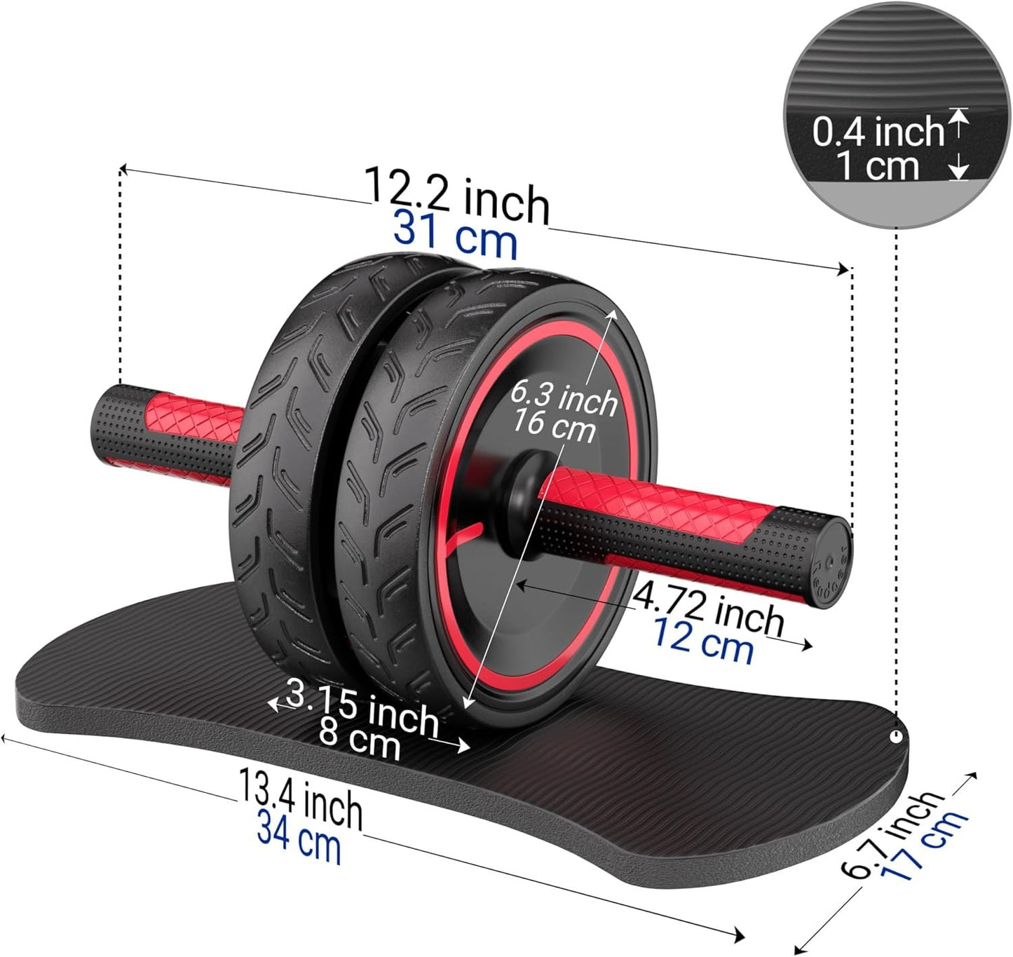 Readaeer Ab Roller Wheel with Knee Pad Abdominal Exercise for Home Gym Fitness Equipment