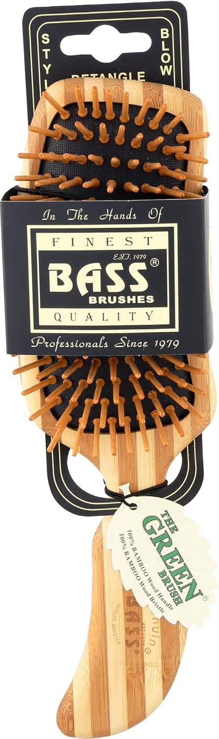 BASS BRUSHES Bamboo Wood Hair Brush Semi S Shaped