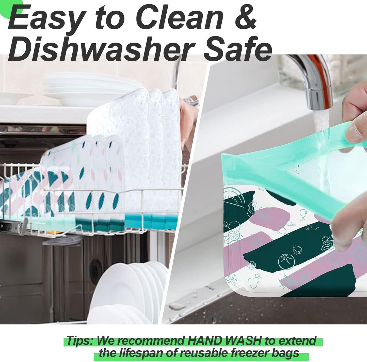 8-Pack Reusable Freezer Bags Silicone, Reusable Sandwich Bags and Reusable Snack Bags for Kids Travel/Home Organization, Reusable Food Storage Bags/BPA Free