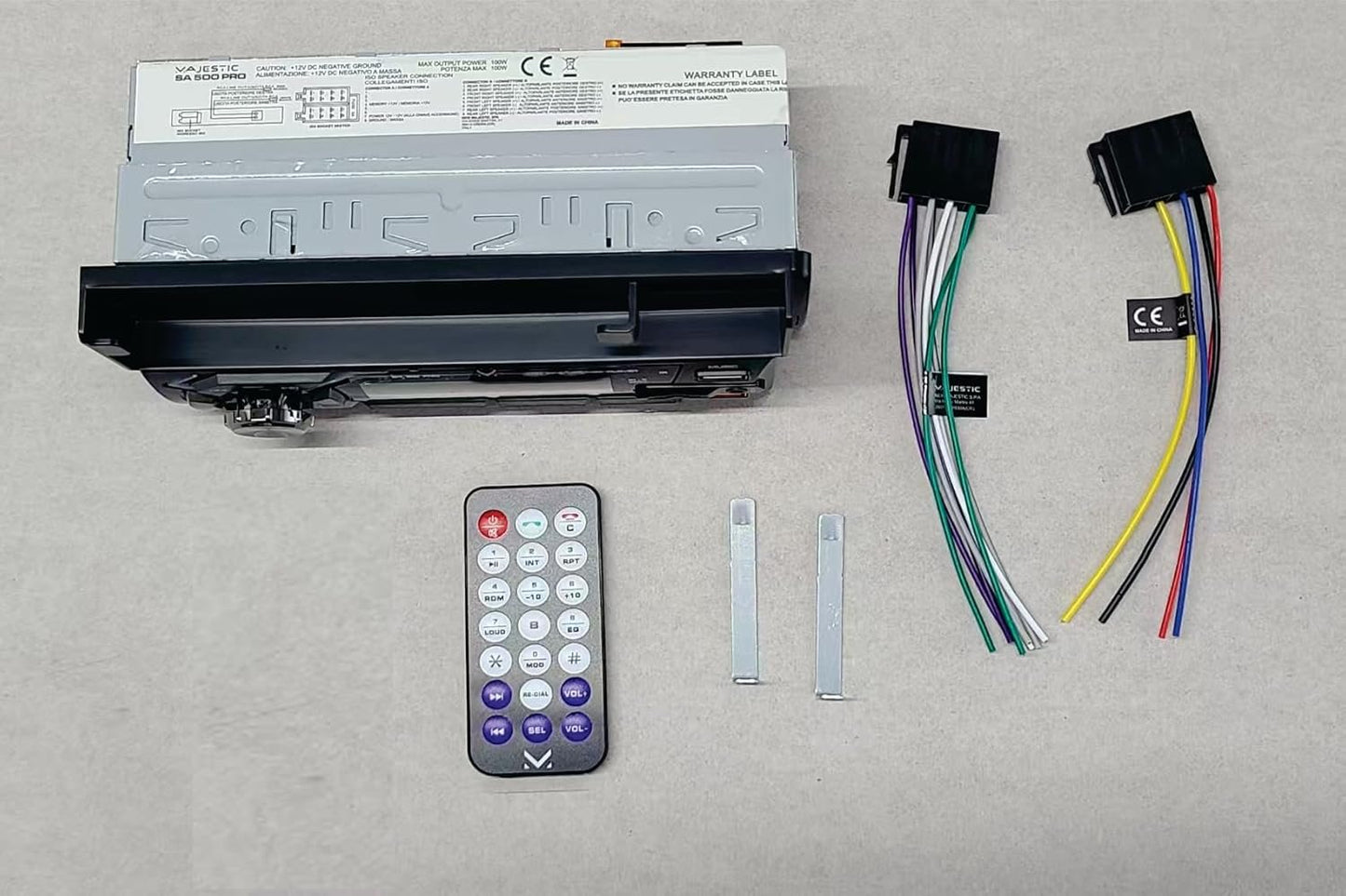 Majestic SA 500 PRO Car Audio System with Smartphone Holder, Bluetooth, MP3/WMA Player USB/Micro SD, Aux-IN, Remote Control, 100W (25W x 4ch), Black