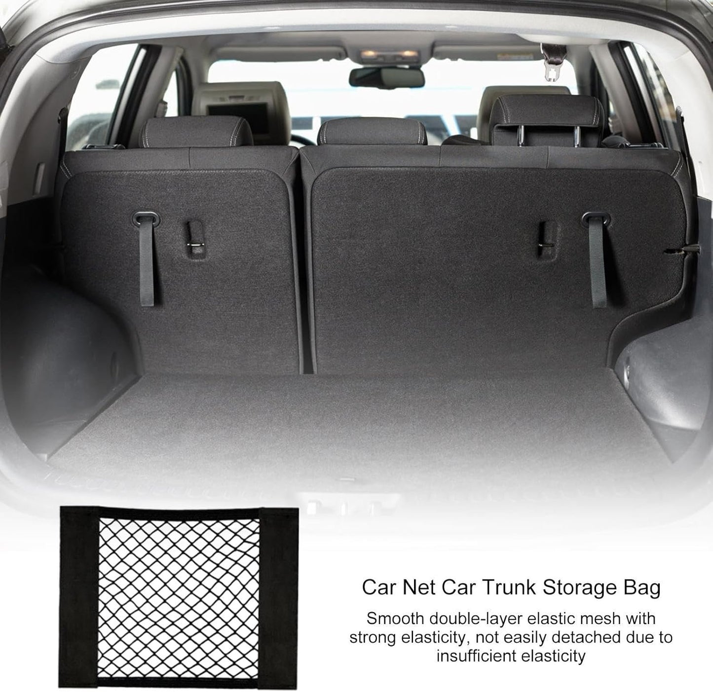Trunk Net | Car Cargo Storage Net for Trunk - Small Car Storage Net, Elastic Seat Storage Mesh, Interior Accessories for SUV, Truck, Van, RV
