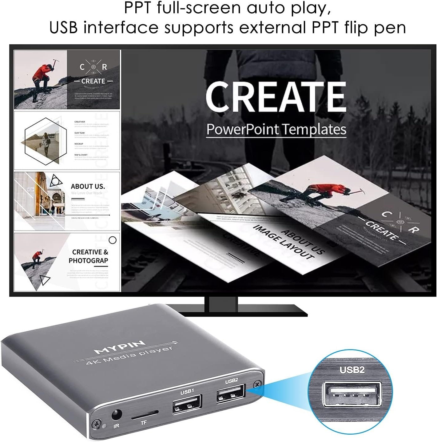 4K Media Player with Remote Control,Digital MP4 Player for 8TB HDD/USB Drive/TF Card/H.265 MP4 PPT MKV AVI Support HDMI/AV/Optical Out and USB Mouse/Keyboard-HDMI up to 7.1 Surround Sound…