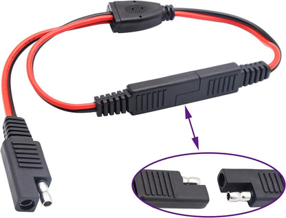 AAOTOKK SAE Y Splitter Adapter Cable 1 to 2 DC Power Automotive Extension Cable 2 Pin Quick Connect Disconnect Plug Connector 18AwG Wire for Solar Panel Charging (30cm-Red Black)