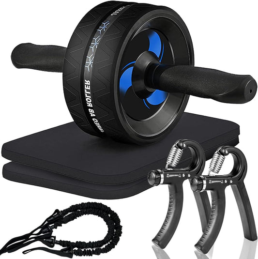 Psiven Ab Roller Kit for Core Workout – Includes Knee Pads, Adjustable Hand Grip Strengtheners & Resistance Bands – Home Gym Ab Exercise Equipment for Core Strength Training, Men & Women