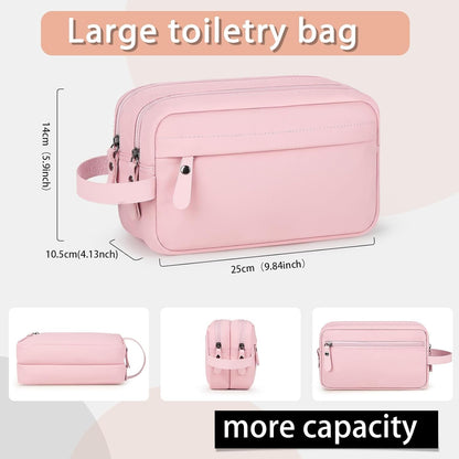 Toiletry Bag Oxford Cloth Toiletry Bag for Men and Women Portable Travel Shaving Dopp Kit Water-Resistant Cosmetic Bag Travel Organizer Storage for Accessories,Pink
