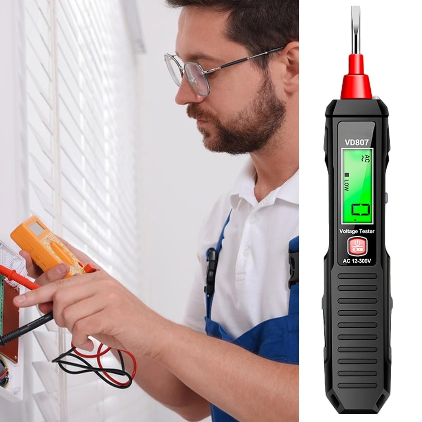 Voltage Tester, Contactless Circuit Checker, Digital Display Pen, 6.54 Inches, Voltage Monitor for Automotive, Home, Fridge, 12-300V AC, Electrical Safety Tool