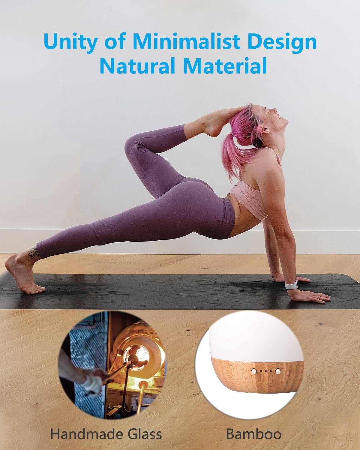 SOICARE Glass and Bamboo Ultrasonic Essential Oil Diffuser lamp, Eco-Friendly, Glass and Bamboo Aroma Diffuser, 4 Timers with Auto Off Function, Suitable for Home and Office, Ultra-Quiet 180 ml.