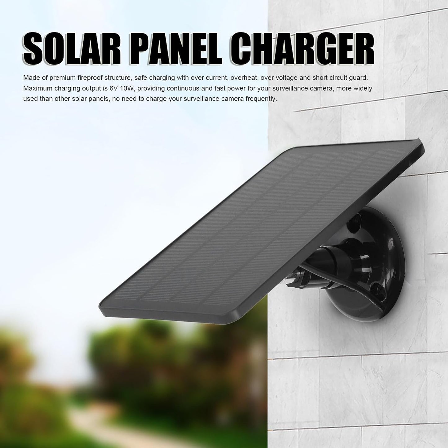 10W Portable Solar Charger, IP65 Portable Solar Panel with USB C Outputs for Stick Up Cam Battery for Ring Spotlight Camera Battery (CSP4W-DC-B)