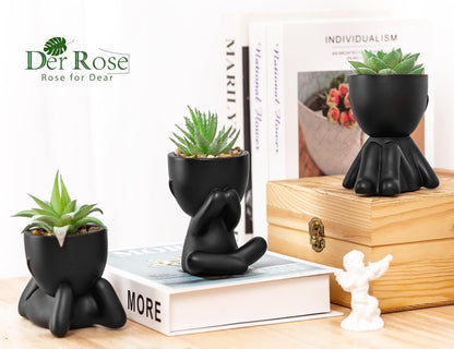Der Rose 3pcs Fake Plants Cute Succulents Artificial Plants for Black Bathroom Bedroom Home Aesthetic Room Office Desk Accessories Decor Indoor
