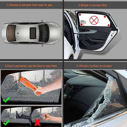 LUXON Emergency Tool 7-in-1 Car Safety Tool,Includes Window Hammer,Seat Belt Cutter,LED Flashlight,Rescue Tool Contains USB Charger,SOS Light,Hand Cranking Charge for Vehicle Escape/Field Survival