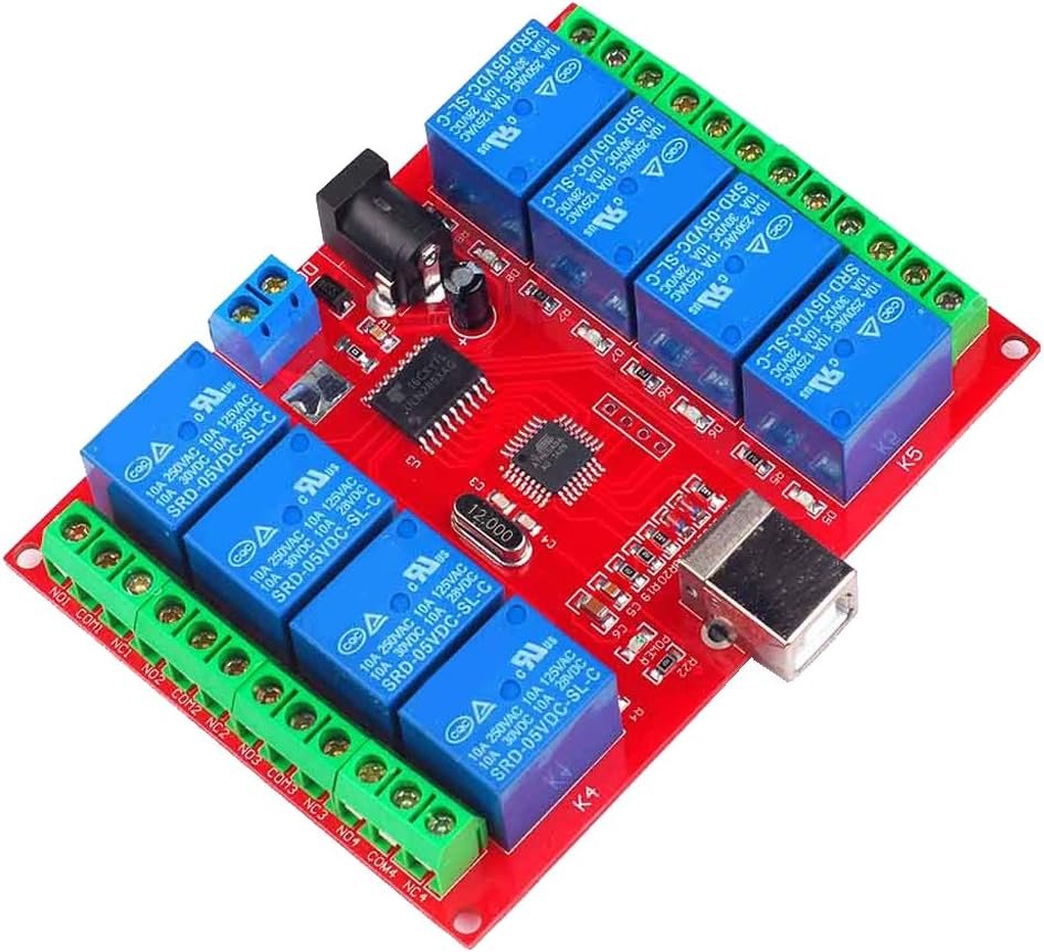 HOMYL DC 12V 8-Channel USB Relay Board Module PC Computer Control for Home Automation