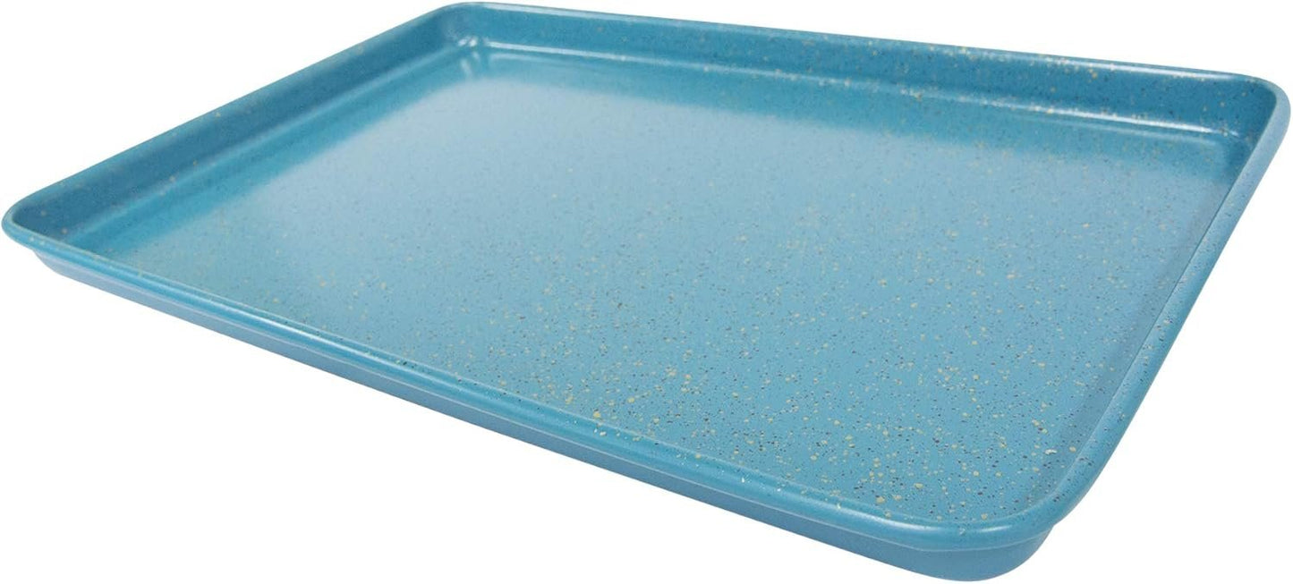 casaWare 15 x 10 x 1-Inch Ultimate Series Commercial Weight Ceramic Non-Stick Coating Cookie/Jelly Roll Pan (Blue Granite)