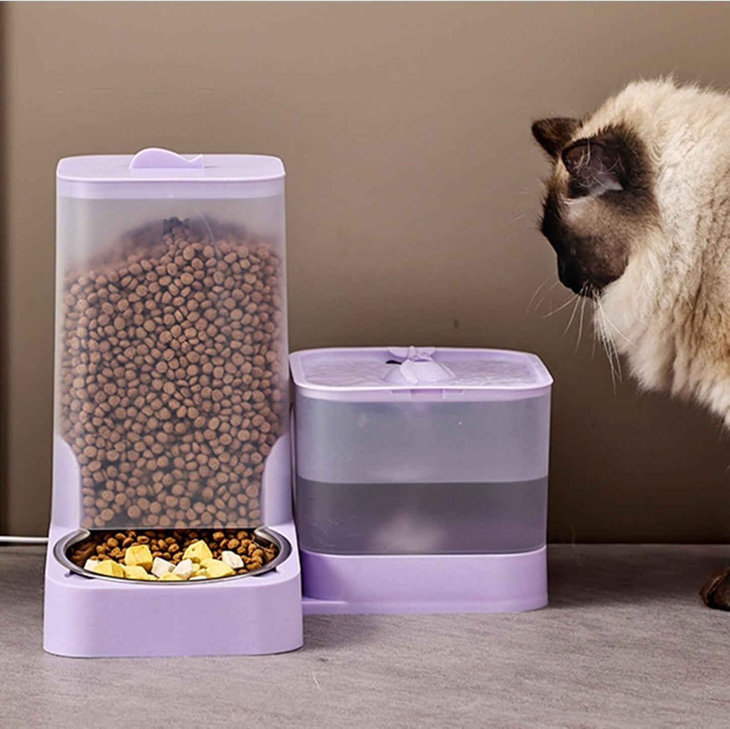 Automatic Cat Feeder | Automatic Feeder Cat Food Dispenser - Drinker Waterer Large Capacity Pet Supplies, Storage Container for Kitten Puppy Feeding Watering
