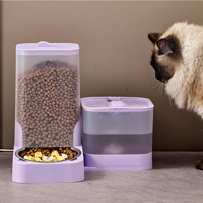 Automatic Cat Feeder | Automatic Feeder Cat Food Dispenser - Drinker Waterer Large Capacity Pet Supplies, Storage Container for Kitten Puppy Feeding Watering