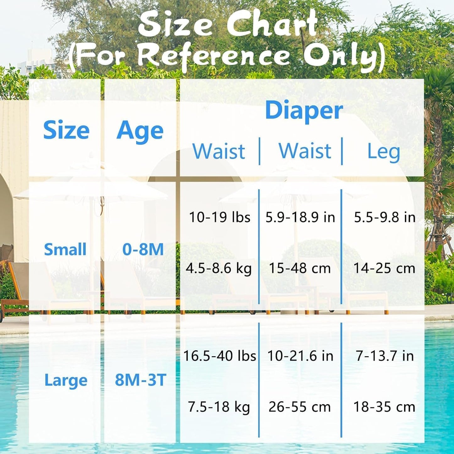 Babygoal Baby Reuseable Washable and Adjustable for,Outdoor Activities and Daily Use,Swim Lessons for Babies 0-8 Months,3SD31-CA
