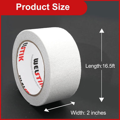 WELSTIK Anti Slip Invisible Tread Tape - Best Friction, Grip, Safety, Abrasive Adhesive for Stairs, Indoor, Outdoor - 5cm x 5m, Clear