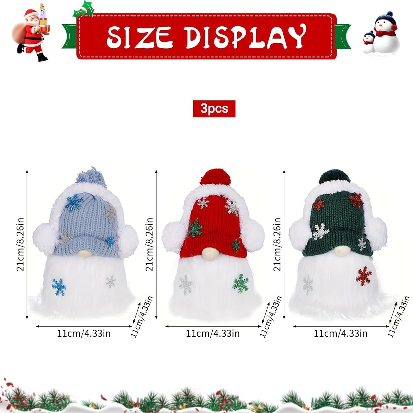 DAZZTIME Christmas Gnome with LEDs, 3 Pieces Bright Christmas Gnomes, Christmas Gnomes, Christmas Gnomes, Christmas Gnomes, Christmas Gnomes Set, Bright Christmas Decorations with Lights and Music