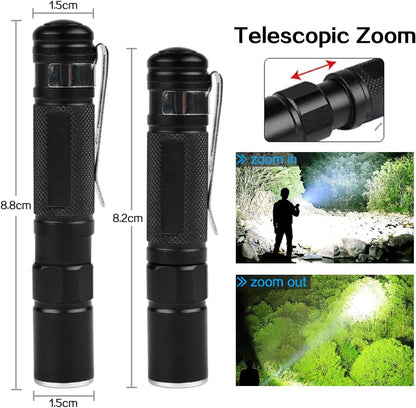 MODOAO Led Flashlights High Lumens, Multifunctional Telescopic Zoom Flash Light, Pocket Size Torch with High Light Mode, Mini Tactical Torch Light for Camping, Hiking, Fishing, Hunting