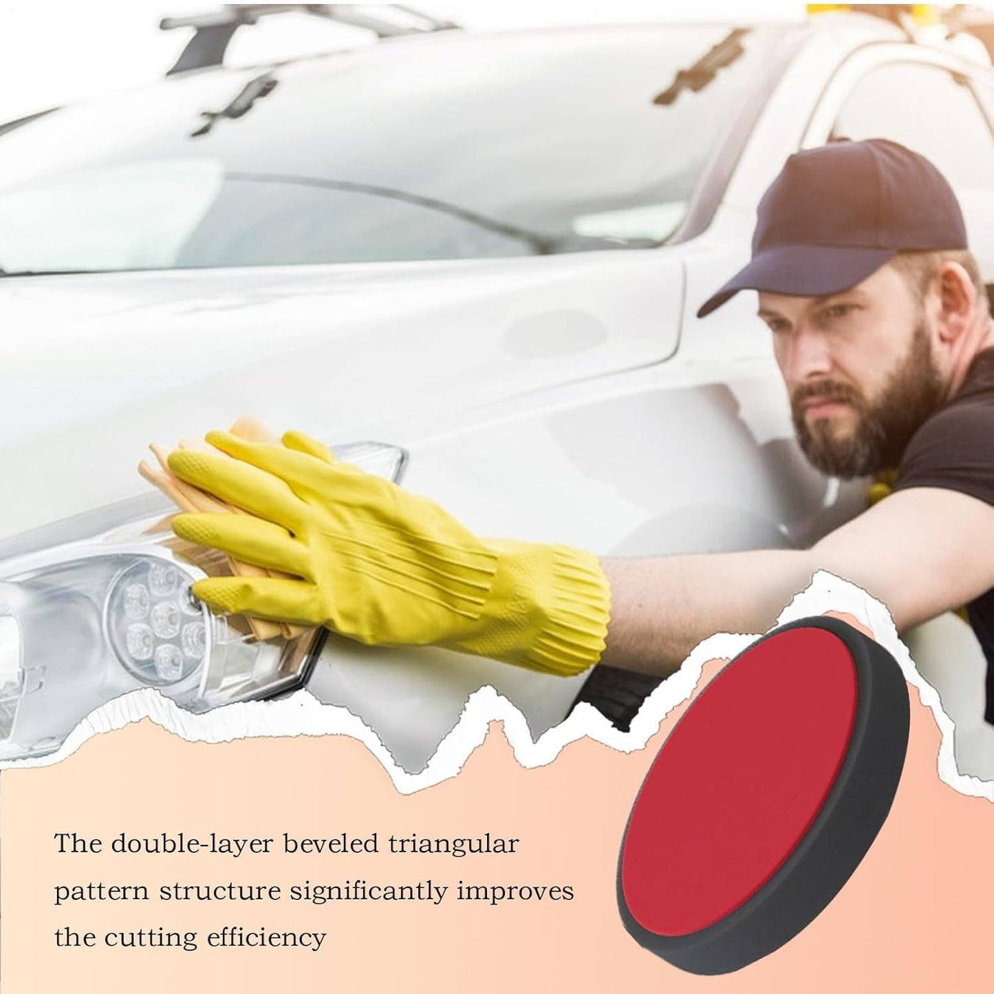 Reusable Polishing Pads, Wax Applicator Pad,5.91 x 5.91 x 0.98 inches Automotive Tools Equipment for Tire Dressing, Interior Cleaning, Dashboard Detailing, and Exterior Wheel Shine