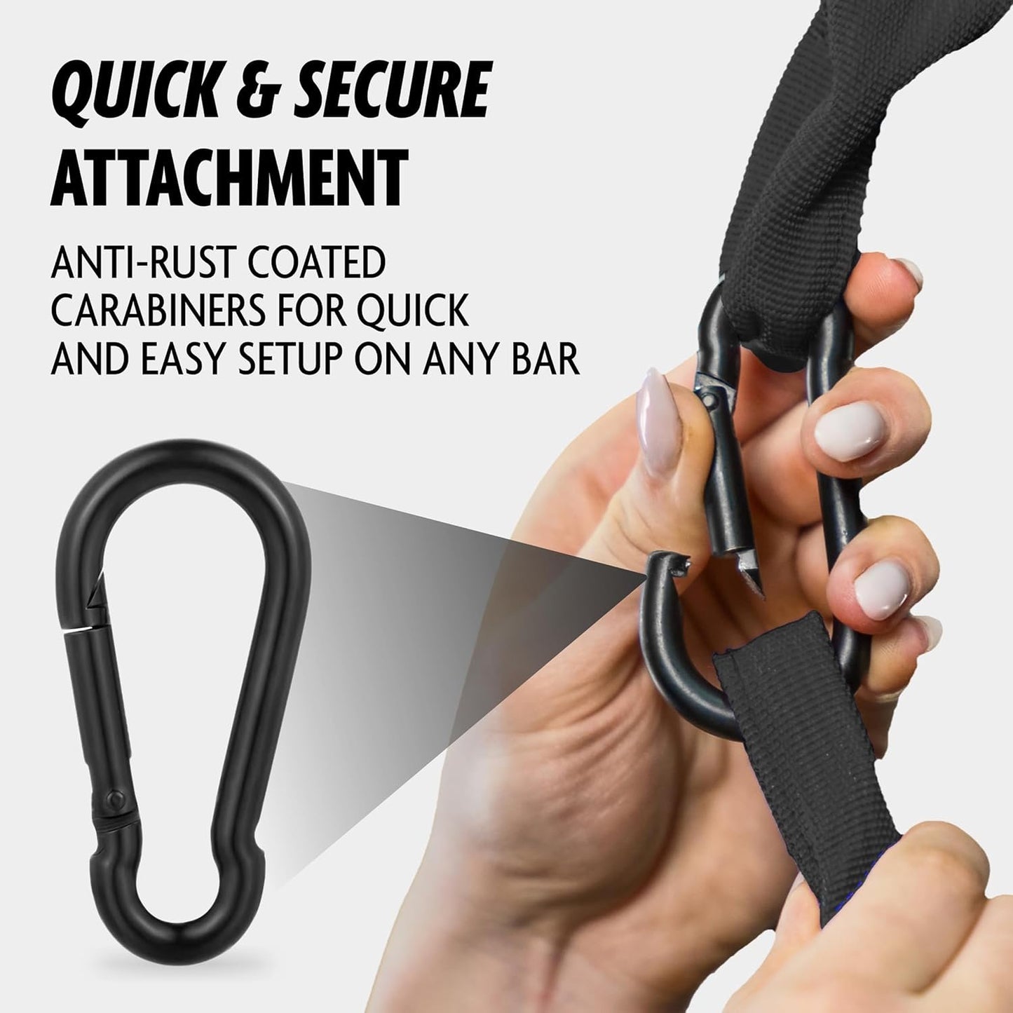 DMoose Fitness Hanging Ab Straps for Pull Up Bar & Core Strength Training - Thick Padded Arm Strap for Ab Swing with 2 Rust-Resistant Carabiners - Pull Up Straps for Abs Workout at Home and Gym (Pair)
