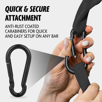 DMoose Fitness Hanging Ab Straps for Pull Up Bar & Core Strength Training - Thick Padded Arm Strap for Ab Swing with 2 Rust-Resistant Carabiners - Pull Up Straps for Abs Workout at Home and Gym (Pair)
