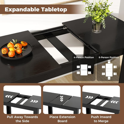 Giantex Extendable Dining Table, Modern Kitchen Table w/Adjustable Tabletop, L-Shaped Legs, Large Industrial Dinner Furniture for Kitchen, Dining Room, 110 KG Load Capacity