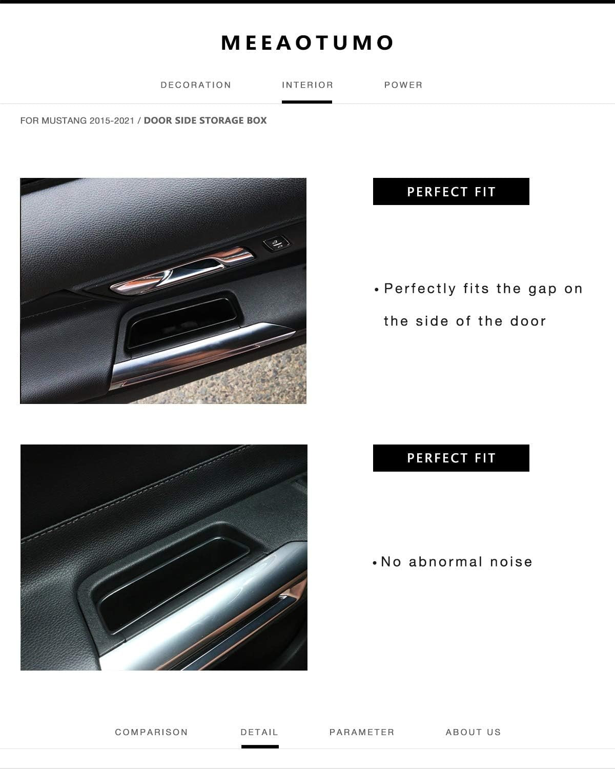 MEEAOTUMO Door Side Storage Box Interior Accessories for Ford Mustang 2015-2021