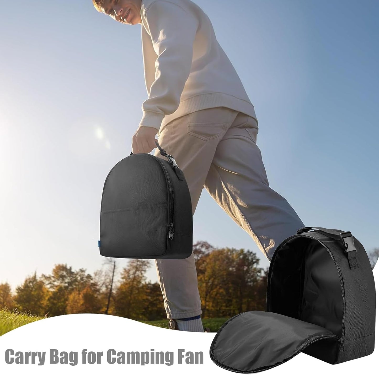 Ungtyb Portable Camping Bag, Waterproof Fan Case, Lightweight Handheld Tote, Compact Storage Organizer for Convenient Picnic Hiking, Outdoor Travel Gear, 10.24x5.12x12.2 Inches