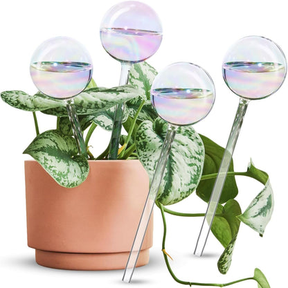 2pcs Plant Watering Bulbs,Decorative Glass Self Watering Planter Insert Devices, Efficient Self-Watering Globes for Indoor & Outdoor Plants (H9 x D2.8, Circle)