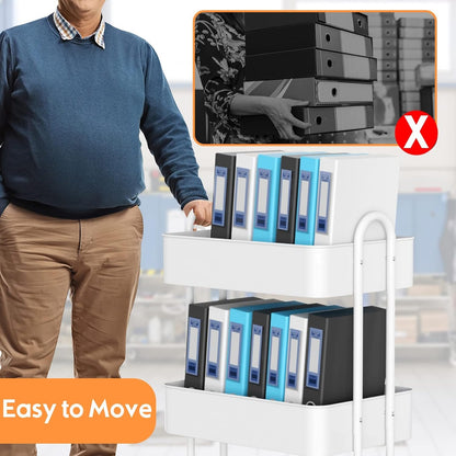 Ceayell 3-Tier Metal Rolling Storage Cart Heavy Duty Utility Cart Organizer with Lockable Wheels (WHT)