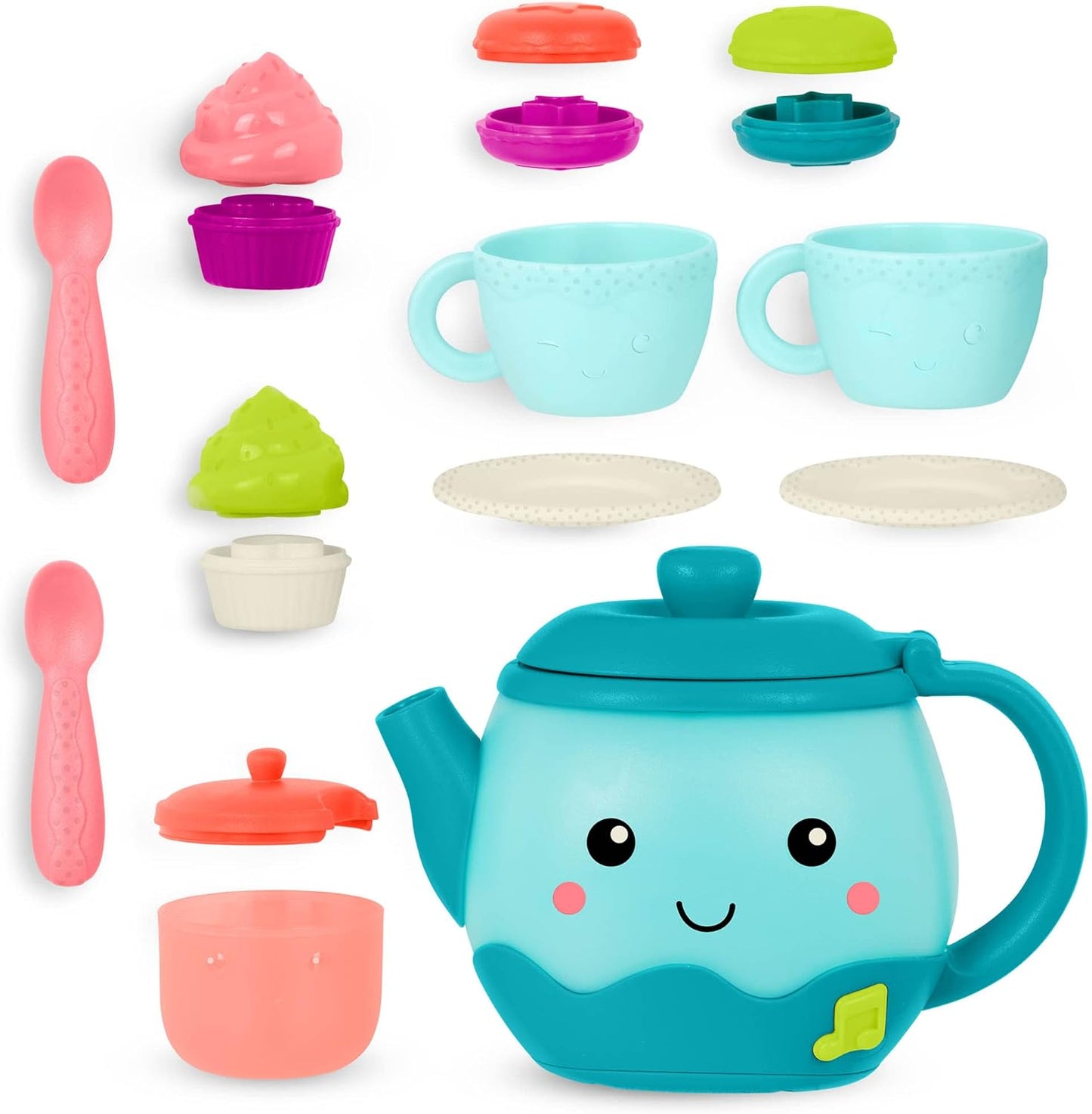 B. Toys B. Play - Toy Set - 17pc Playset - Sounds & Lights - Shape Sorting Desserts - 18 Months + - Musical Tea Party - BX4522Z