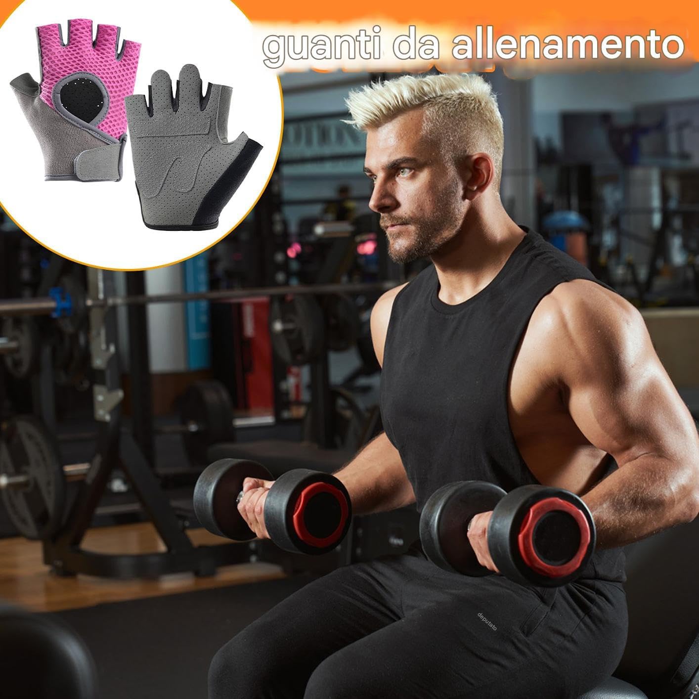 Fitness Gloves, Gym Weight Lifting Gloves, Training Hand Gear, Padded Palm Protection, Breathable Anti-Slip Grip, 1 Pair Black, Sportswear for Indoor Workouts Rock Climbing Cycling