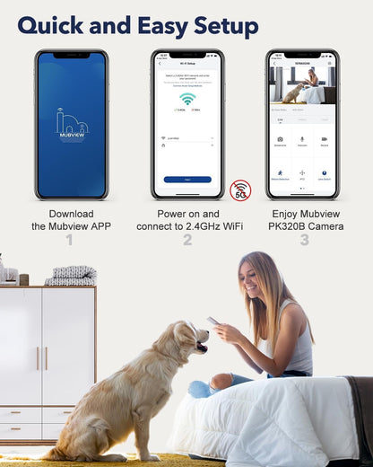 Indoor Security Camera 2K, Pet Camera with Phone App, WiFi Cameras for Home Security Camera for Dog/ Baby Monitor/Elder Pan Tilt, 2.4G, 24/7, 2-Way Talk, Human Detection, Motion Tracking, Cloud